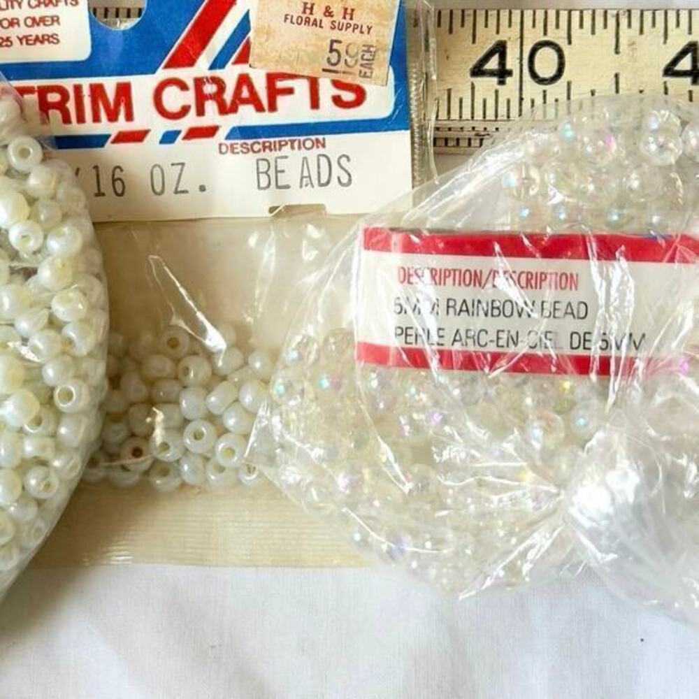 Mixed Lot Rainbow Pearl White Clear Glass Seed Beads Westrim Crafts 80 grams 5mm